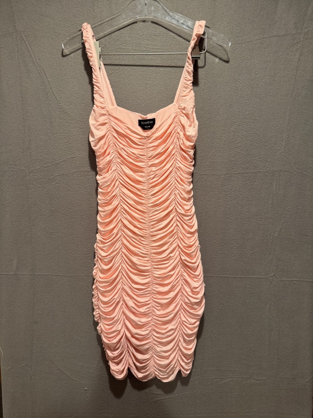 bebe Pink Ruched Mini Dress
